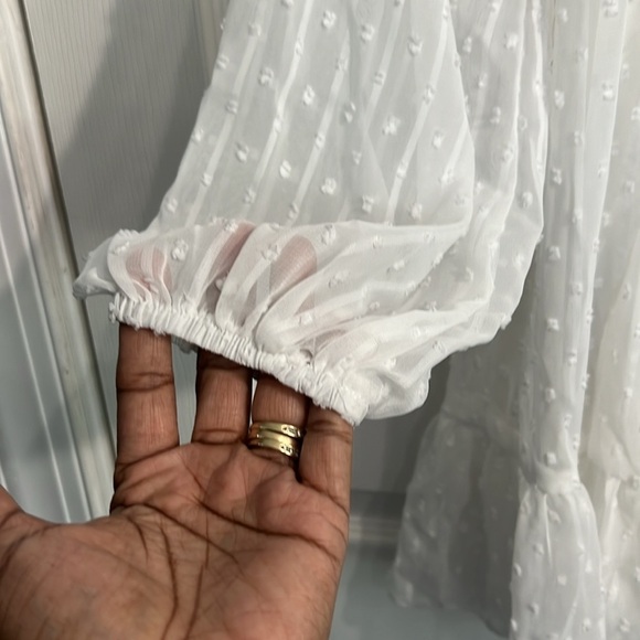 Shein white long-sleeve Swiss dot dress - size Medium - Picture 3 of 7